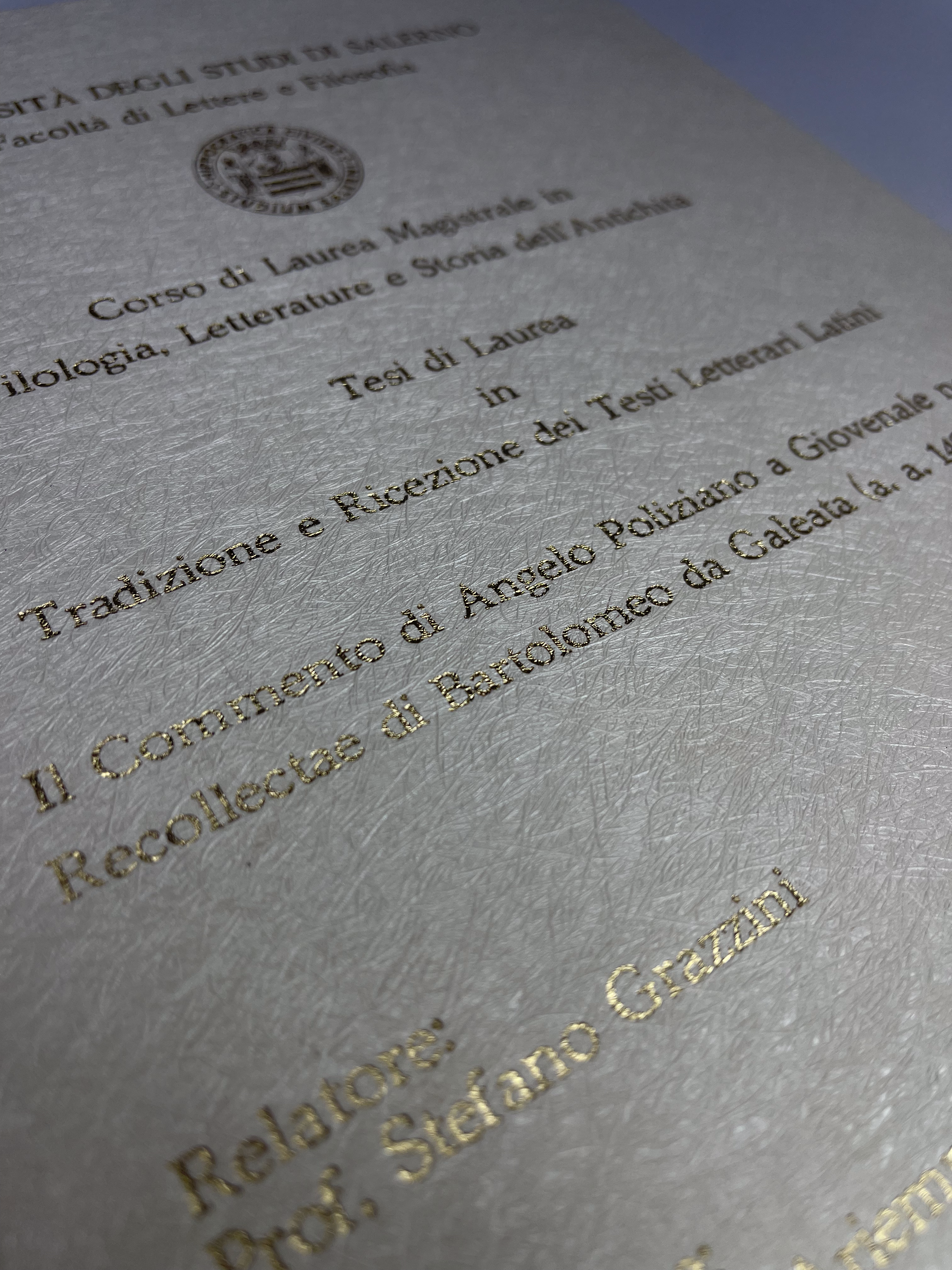CORSO DI LAUREA MAGISTRALE IN FILOLOGIA, LETTERATURE E STORIA DELL'ANTICHITA'